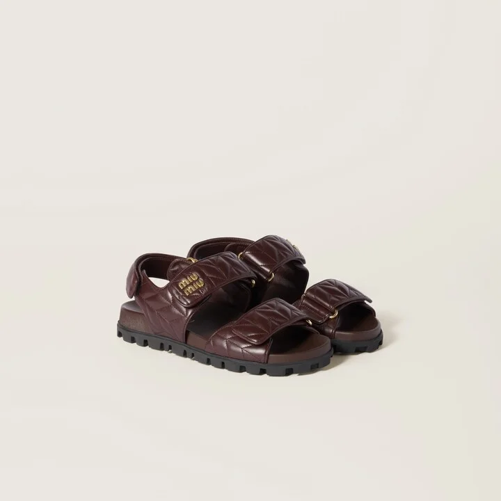 Sporty matelassé nappa leather sandals