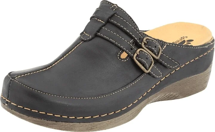 Spring Step Happy Women's Clog/Mule Shoes Black Leather : EU 36 (US Women's 5.5-6) M - Image 2