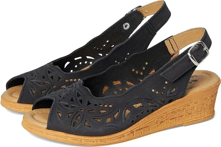 Spring Step Orella Women's Wedge Shoes Black Nubuck : EU 35 (US Women's 5) M, Suede