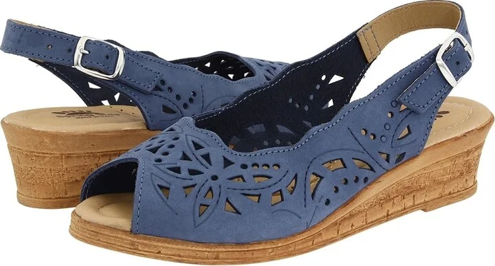 Spring Step Orella Women's Wedge Shoes Blue Nubuck : EU 42 (US Women's 10.5-11) M, Suede