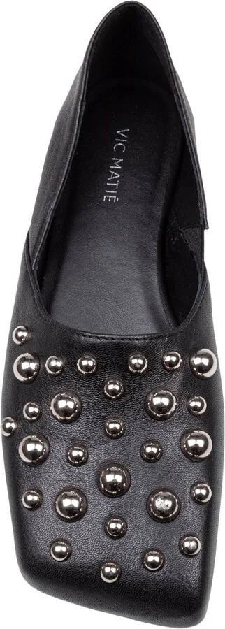 ' Square Closed Slipper Shoe In Leather With Applied Studs - Image 2
