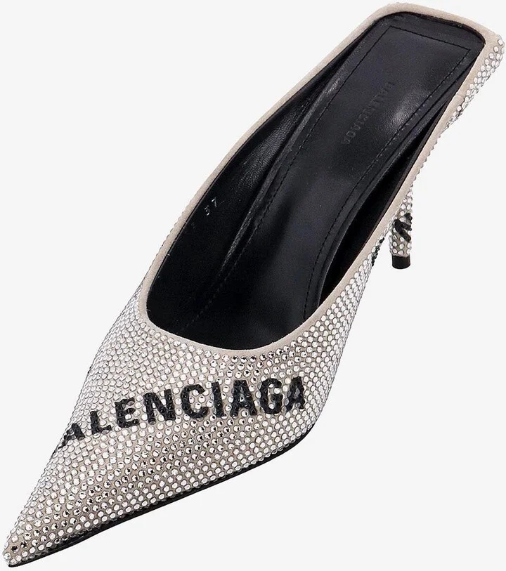 Square Knife 70 Rhinestone Embellished Mules - Image 3