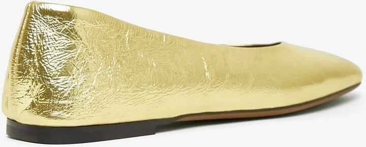 Square nappa gold ballet flats - Image 2