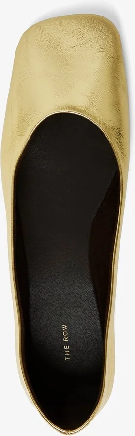 Square nappa gold ballet flats - Image 3