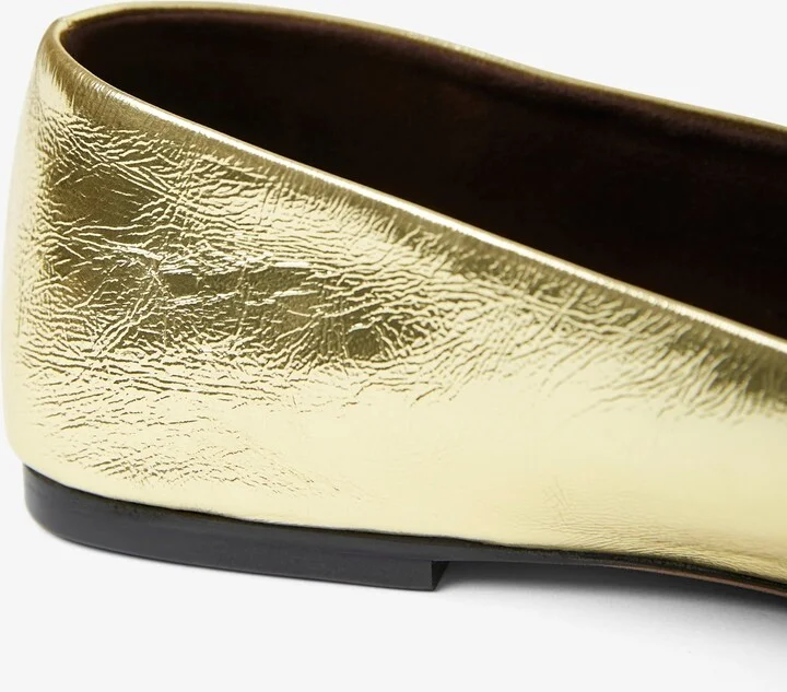 Square nappa gold ballet flats - Image 4