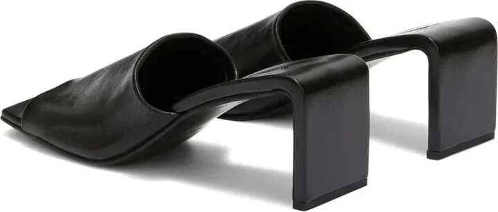 Square Open-Toe Leather Sandals - Image 3
