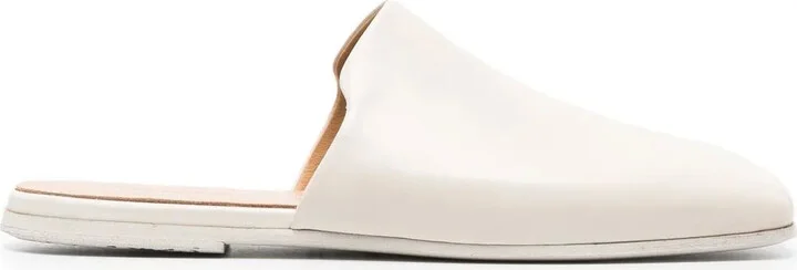 Square-Shape Leather Mules