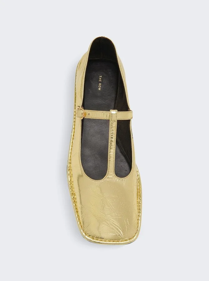 Square T-strap Shoe Gold