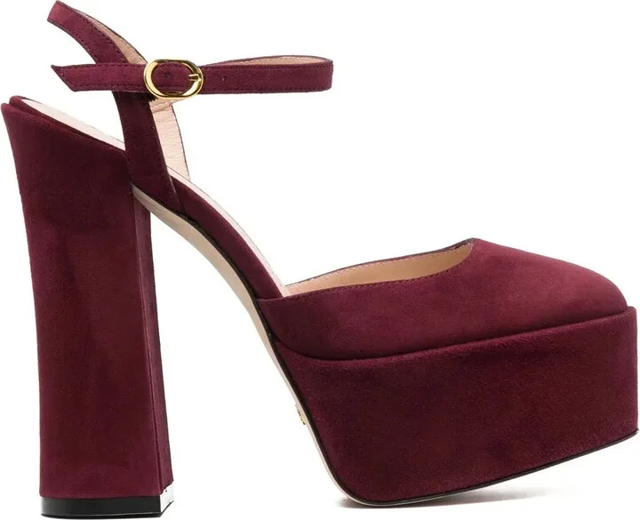 Square-Toe 115mm Suede Platform Pumps