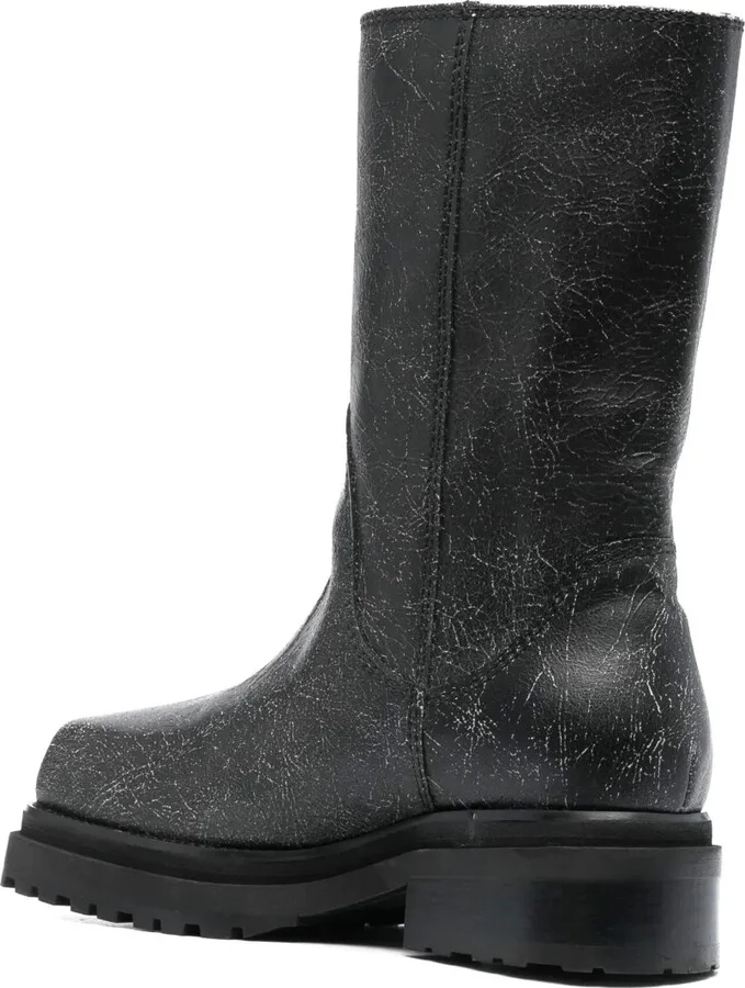 Square-Toe 70mm Leather Boots - Image 3