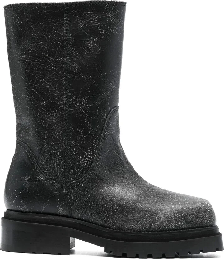 Square-Toe 70mm Leather Boots