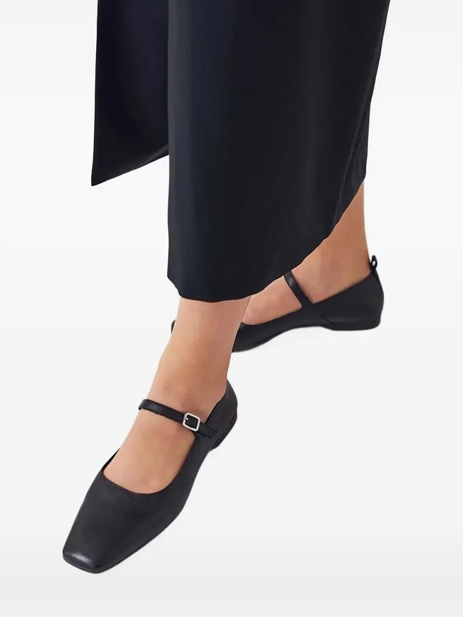 Square-Toe Buckle Flats