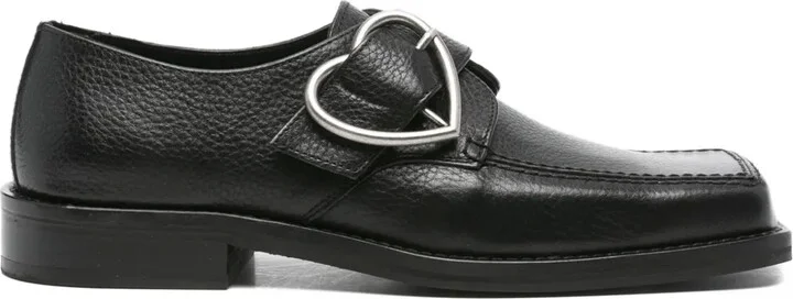 Square-Toe Buckle Loafers