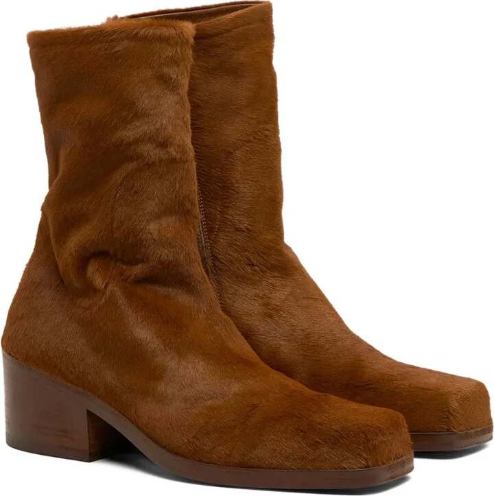 Square-Toe Calf Hair Boots - Image 2