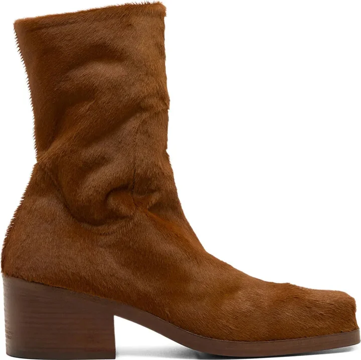 Square-Toe Calf Hair Boots