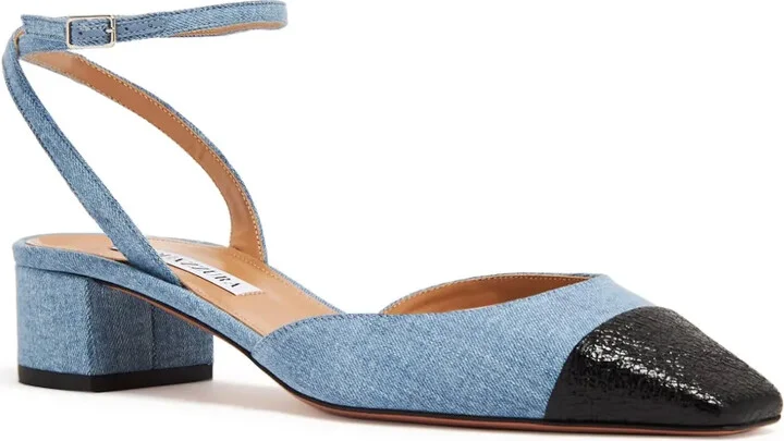 Square-Toe Denim Pumps - Image 2