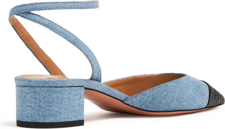 Square-Toe Denim Pumps - Image 3