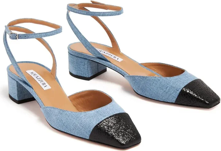 Square-Toe Denim Pumps - Image 4