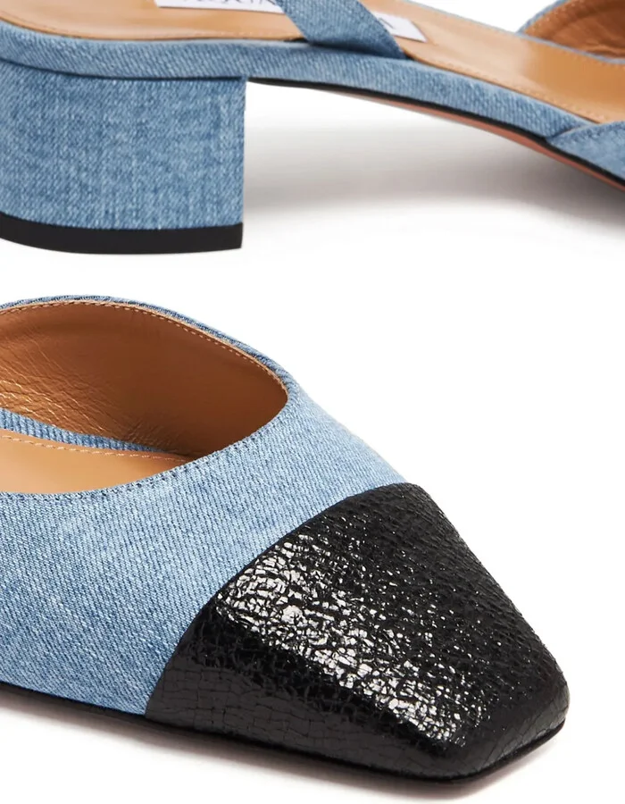 Square-Toe Denim Pumps - Image 5
