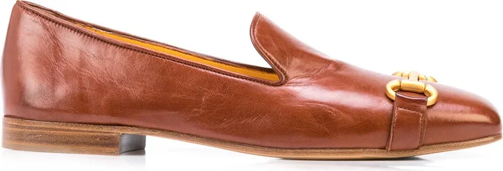 Square-Toe Horsebit Loafers