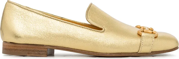 Square-Toe Horsebit Loafers
