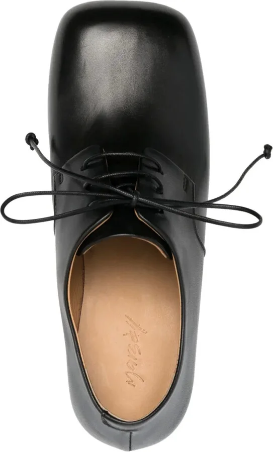 Square-Toe Lace-Up Leather Pumps - Image 4
