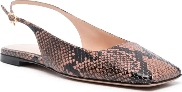 Square-Toe Leather Ballerina Shoes - Image 2