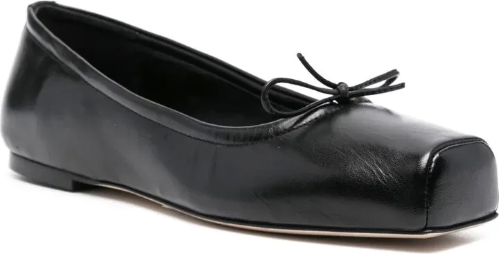 Square-Toe Leather Ballerina Shoes - Image 2