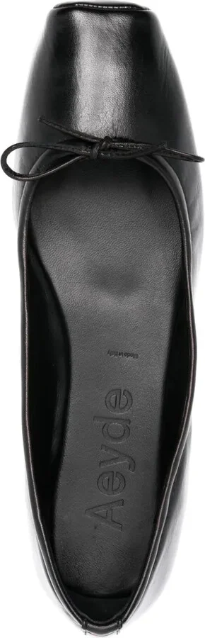 Square-Toe Leather Ballerina Shoes - Image 4