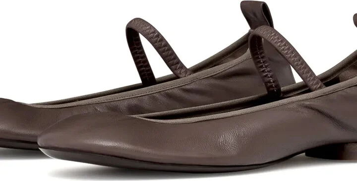 Square-Toe Leather Ballerina Shoes - Image 2