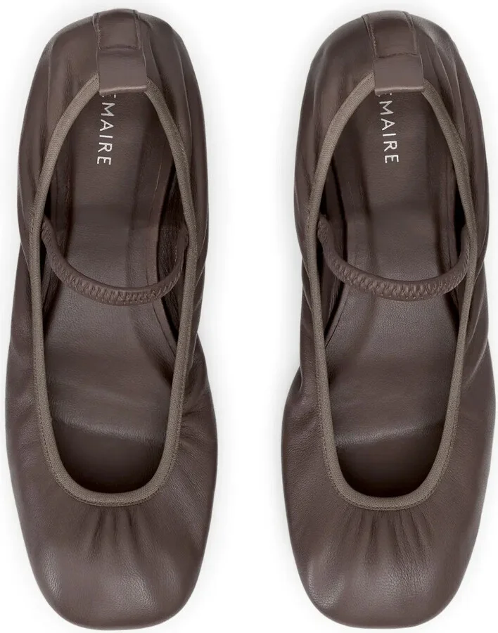 Square-Toe Leather Ballerina Shoes - Image 4