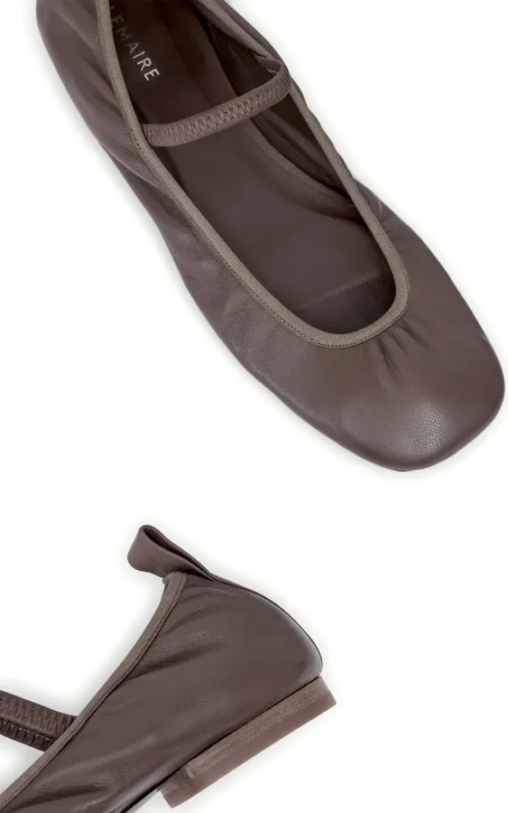 Square-Toe Leather Ballerina Shoes - Image 5