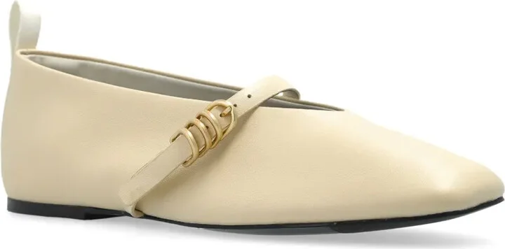 Square-Toe Leather Ballerina Shoes - Image 4