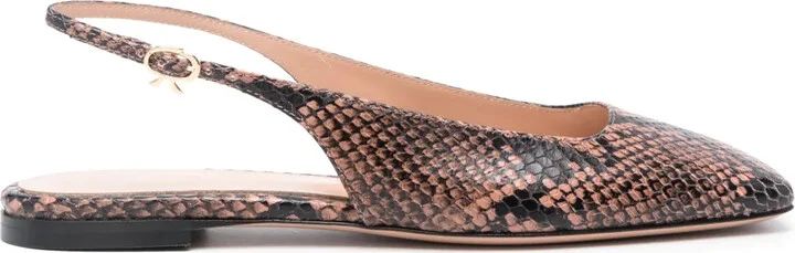 Square-Toe Leather Ballerina Shoes