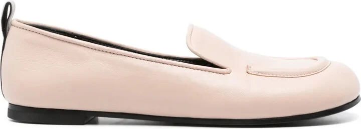 Square-Toe Leather Ballerina Shoes