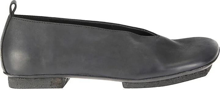 Square-Toe Leather Ballerina Shoes