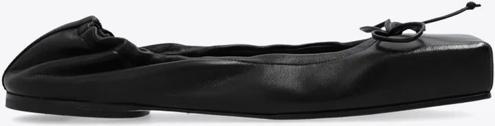 Square-Toe Leather Ballet Flats