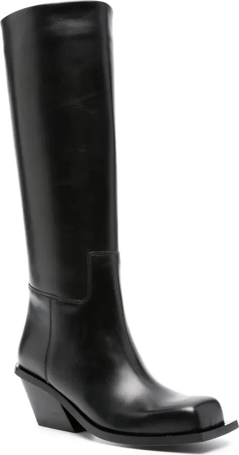 Square-Toe Leather Boots - Image 2