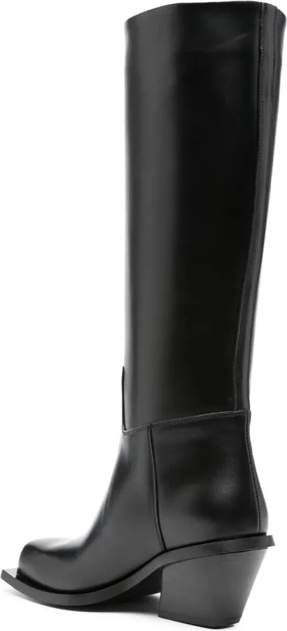 Square-Toe Leather Boots - Image 3