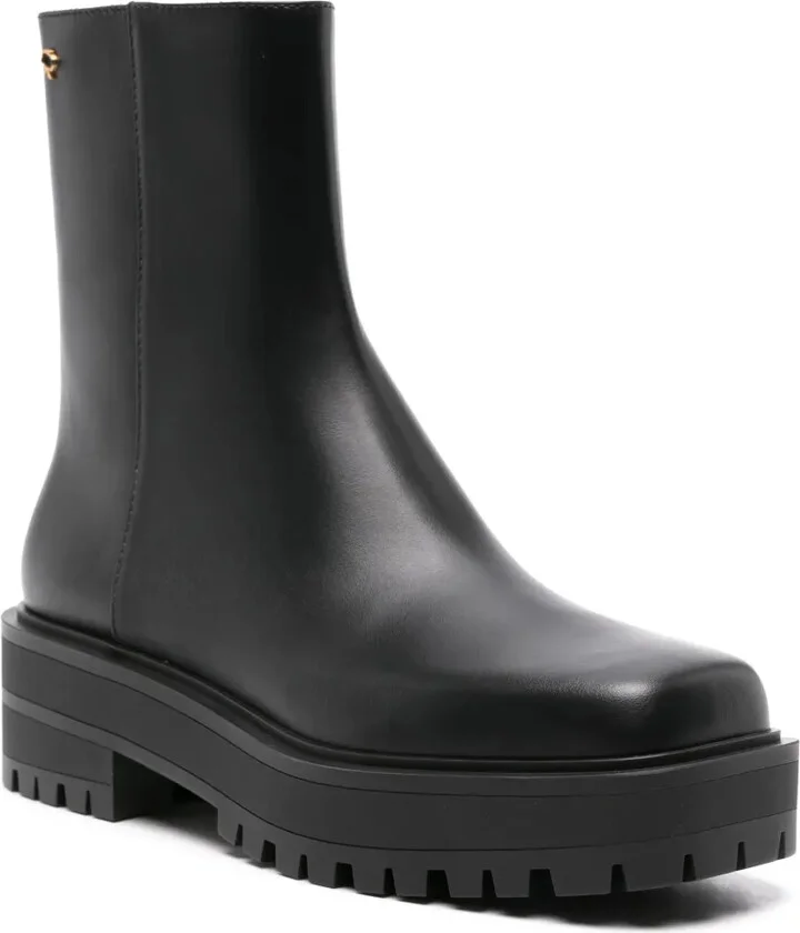 Square-Toe Leather Boots - Image 2