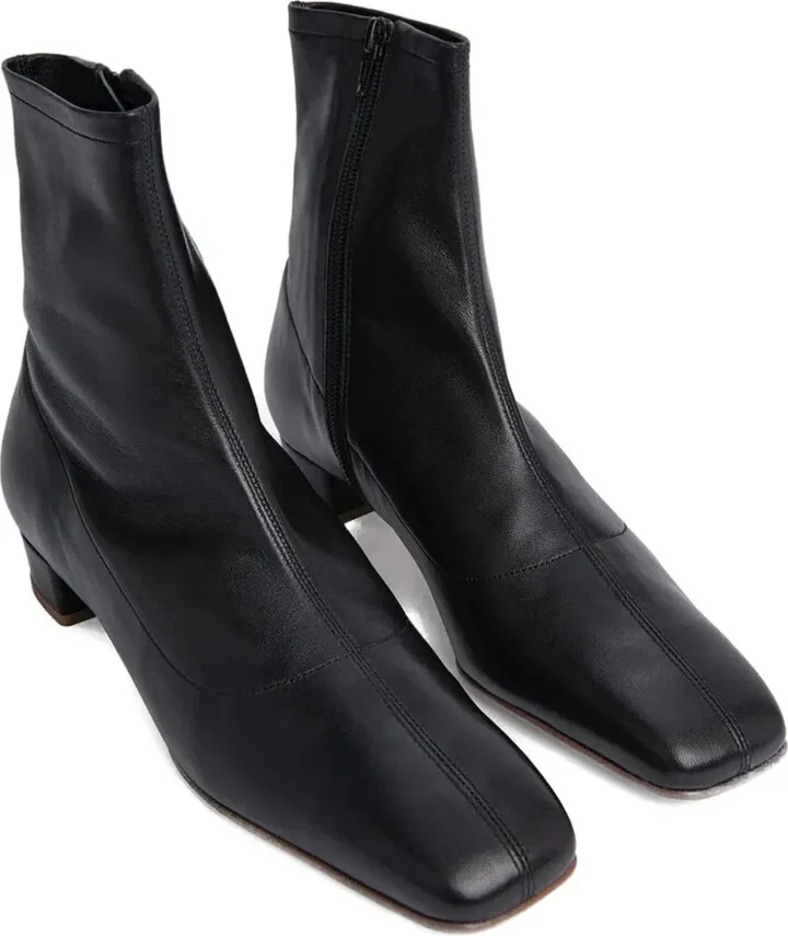 Square-Toe Leather Boots - Image 2