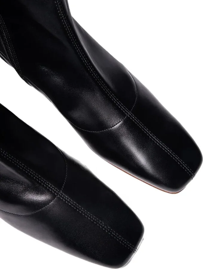 Square-Toe Leather Boots - Image 3