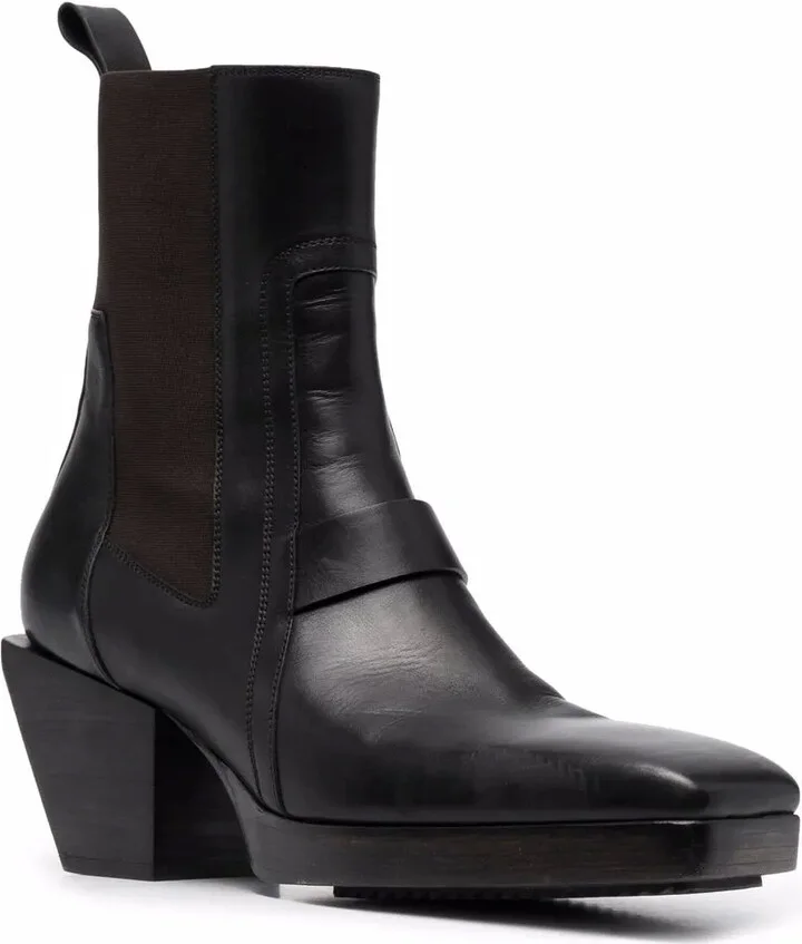 Square-Toe Leather Boots - Image 2