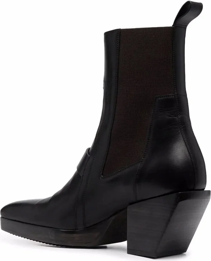 Square-Toe Leather Boots - Image 3