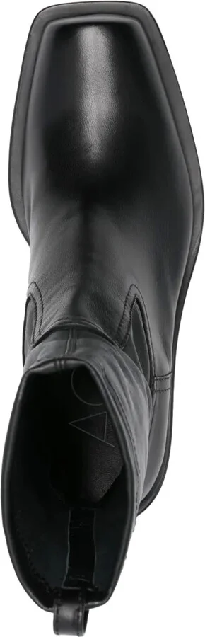 Square-Toe Leather Calf-Length Boots - Image 4