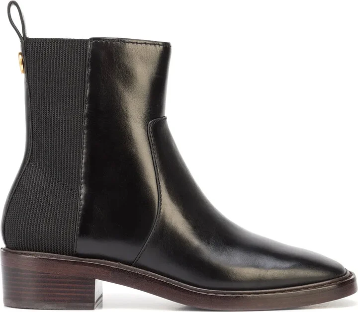 square-toe leather Chelsea boots