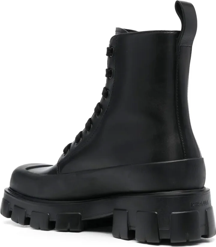 Square-Toe Leather Combat Boots - Image 3