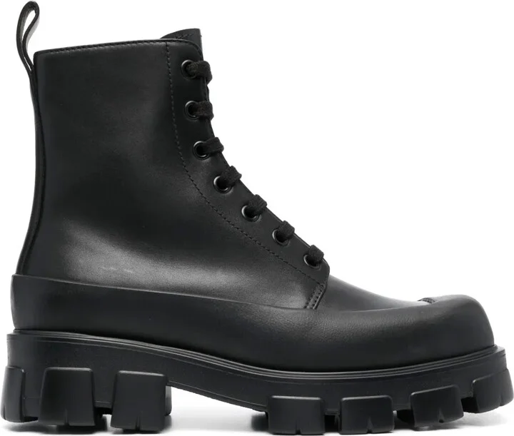 Square-Toe Leather Combat Boots