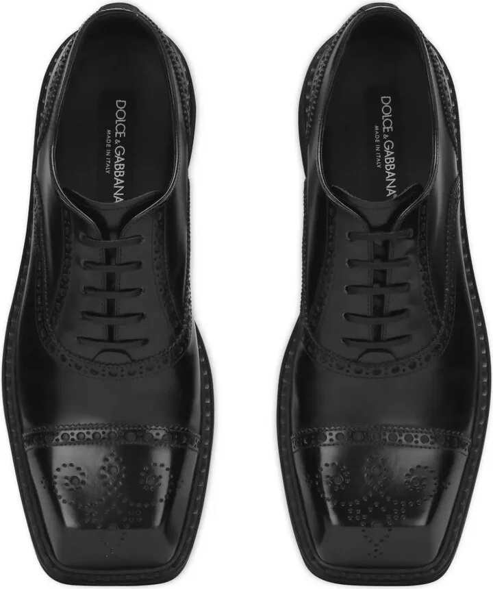 square-toe leather Derby shoes - Image 4