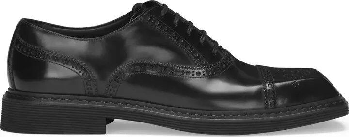 square-toe leather Derby shoes